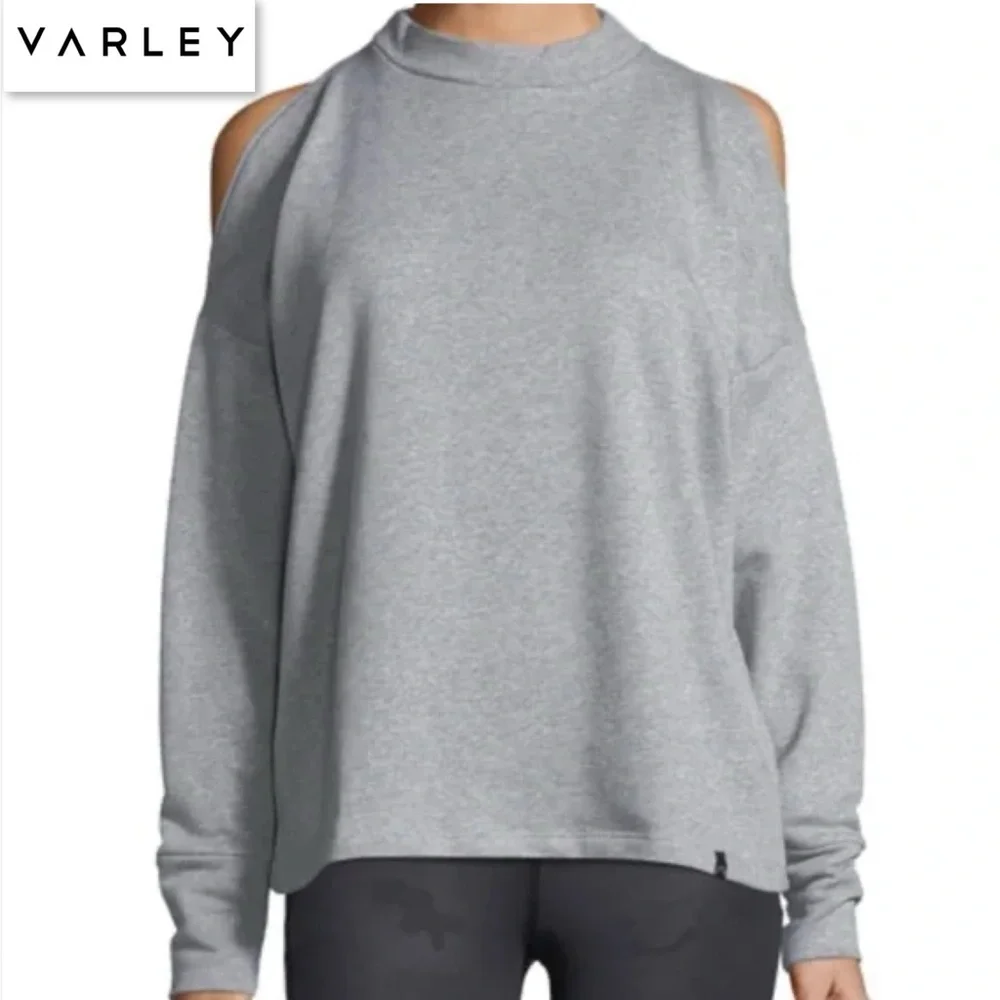 Varley Carbon Revive Cold Shoulder Sweatshirt in Light Heather Grey S Revolve - Picture 2 of 12